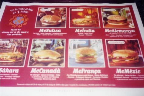 McDonalds Placemat in Spain